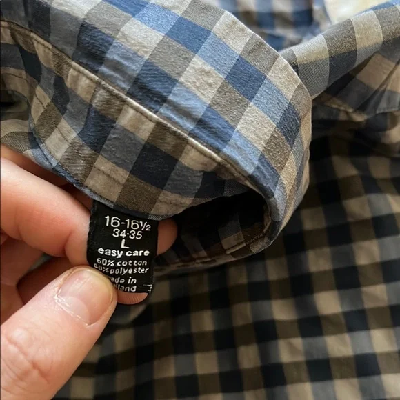 Checkered Blue and Grey Button-Up Shirt - Picture 9 of 15